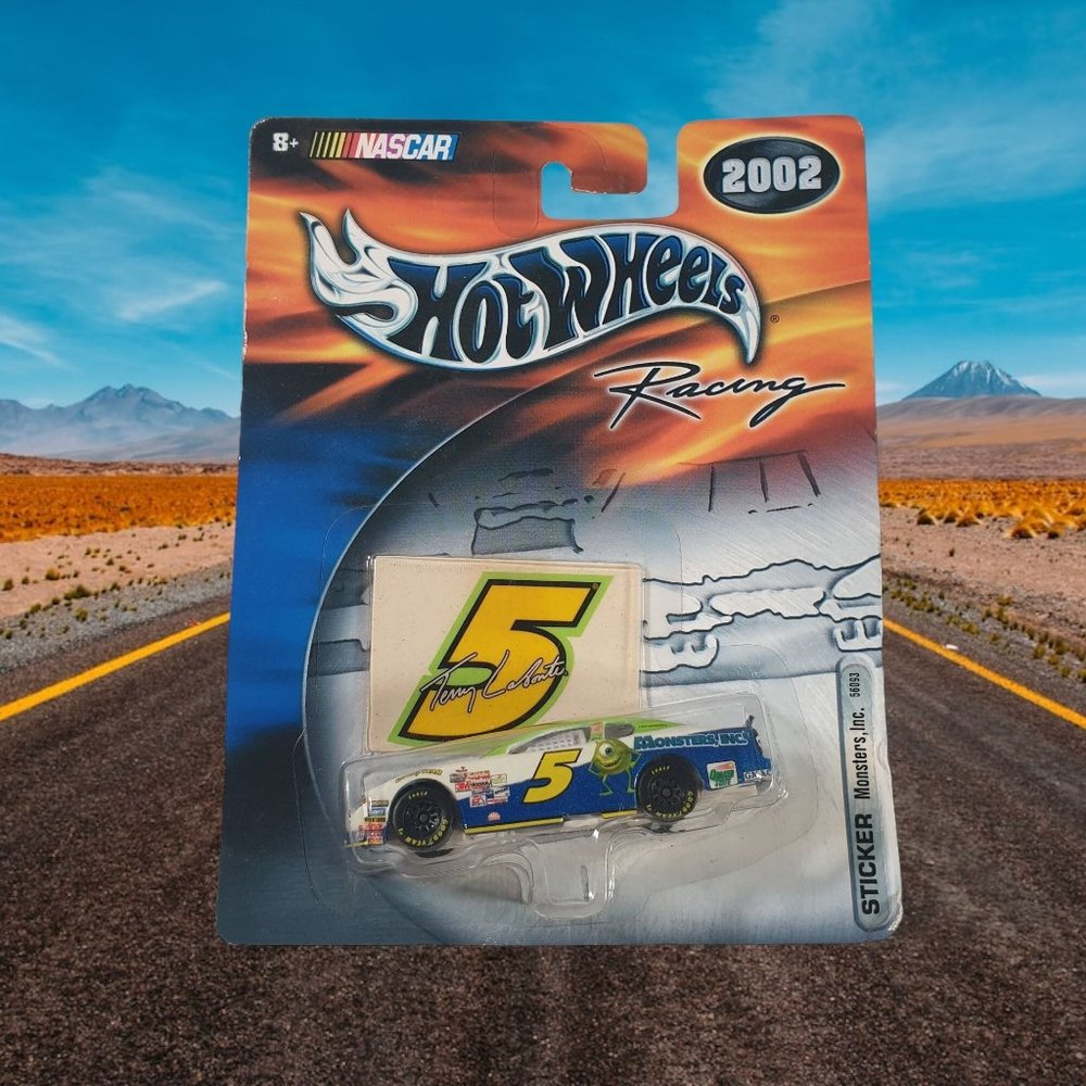 Hot Wheels Racing 2002 Monsters Inc Sticker 5 Nascar Collector Mattel BOX WEAR